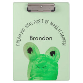 可愛パーソナライズされたいカエル感動的引用文学校 クリップボード