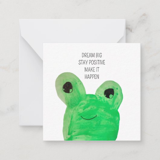 可愛パーソナライズされたいカエル感動的引用文 ノートカード (正面)