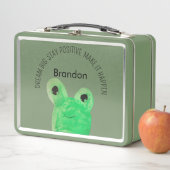 可愛パーソナライズされたいカエル感動的引用文 メタルランチボックス (インサイチュ)