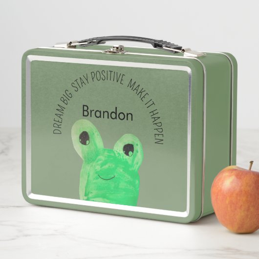 可愛パーソナライズされたいカエル感動的引用文 メタルランチボックス (インサイチュ)
