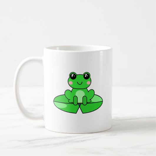 可愛パーソナライズされたいカエル |ハートの名前 コーヒーマグカップ (左)