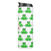 可愛パーソナライズされたいカエル |ハートの名前 タンブラー (回転右)