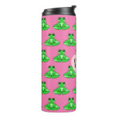 可愛パーソナライズされたいカエル |ハートの名前 タンブラー (回転左)