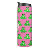 可愛パーソナライズされたいカエル |ハートの名前 タンブラー (回転右)