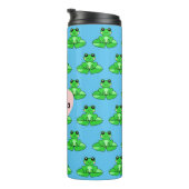 可愛パーソナライズされたいカエル |ハートの名前 タンブラー (回転右)