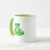 可愛パーソナライズされたいカエル |ハートの名前 マグカップ (正面左)