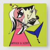 可愛パーソナライズされたいカップル漫画の壁時計 スクエア壁時計 (正面)