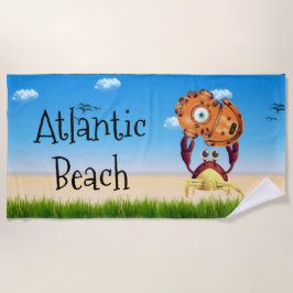 可愛パーソナライズされたいカニ保持ダイビングヘルメット ビーチタオル