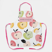 可愛パーソナライズされたいカラフルりんご柄 エプロン (正面)