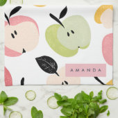 可愛パーソナライズされたいカラフルりんご柄 キッチンタオル (折り畳み)