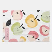 可愛パーソナライズされたいカラフルりんご柄 キッチンタオル (横)