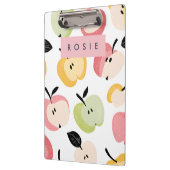 可愛パーソナライズされたいカラフルりんご柄 クリップボード (左)