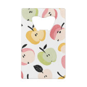 可愛パーソナライズされたいカラフルりんご柄 クレジットカード栓抜き (裏面)