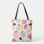 可愛パーソナライズされたいカラフルりんご柄 トートバッグ (裏面)
