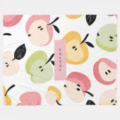 可愛パーソナライズされたいカラフルりんご柄 フリースブランケット (正面(横))