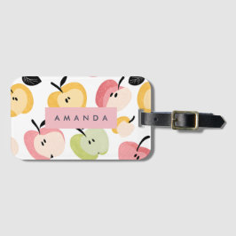 可愛パーソナライズされたいカラフルりんご柄 ラゲッジタグ