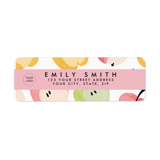 可愛パーソナライズされたいカラフルりんご柄 ラベル (正面)