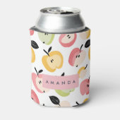 可愛パーソナライズされたいカラフルりんご柄 缶クーラー (缶裏面)