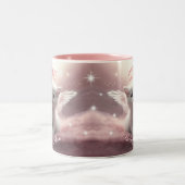 可愛パーソナライズされたいガーリーピンクの子猫 ツートーンマグカップ (中央)