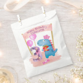 可愛パーソナライズされたいガーリー恐竜3年誕生日 フェイバーバッグ (クリップ留めされた状態)