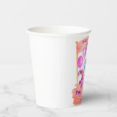 可愛パーソナライズされたいガーリー恐竜3年誕生日 紙コップ (右)