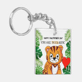 可愛パーソナライズされたいキッズタイガー好きのバレンタインデー キーホルダー (正面左)