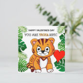 可愛パーソナライズされたいキッズタイガー好きのバレンタインデー シーズンカード (スタンド正面)