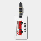 可愛パーソナライズされたいキッズレッドファイアトラック荷物タグ ラゲッジタグ (正面縦)