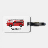 可愛パーソナライズされたいキッズレッドファイアトラック荷物タグ ラゲッジタグ (裏面横)