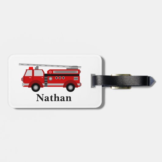 可愛パーソナライズされたいキッズレッドファイアトラック荷物タグ ラゲッジタグ (裏面横)