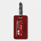 可愛パーソナライズされたいキッズレッドファイアトラック荷物タグ ラゲッジタグ (裏面縦)