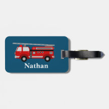 可愛パーソナライズされたいキッズレッドファイアトラック荷物タグ