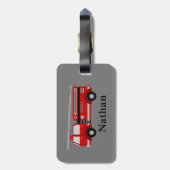 可愛パーソナライズされたいキッズレッドファイアトラック荷物タグ ラゲッジタグ (裏面縦)