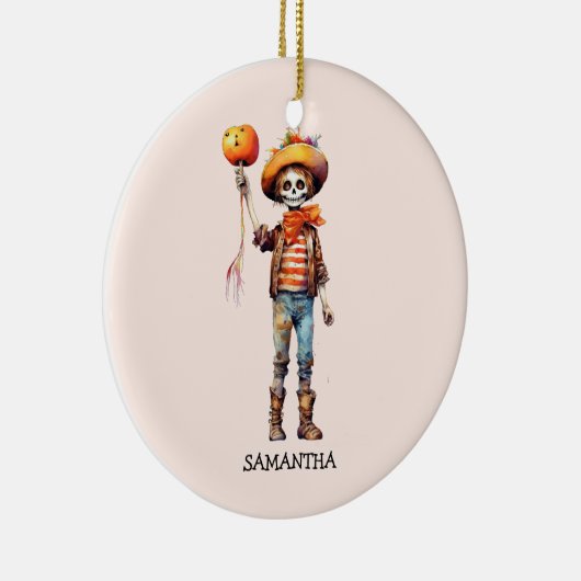可愛パーソナライズされたいキッドゾンビハロウィーン(3) セラミックオーナメント (右)