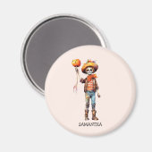 可愛パーソナライズされたいキッドゾンビハロウィーン(3) マグネット (正面/裏面)