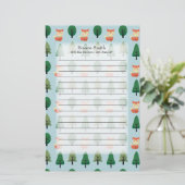 可愛パーソナライズされたいキツネと木が青 便箋 (スタンド正面)