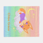 可愛パーソナライズされたいキツネ フリースブランケット (正面(横))