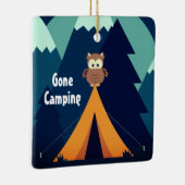 可愛パーソナライズされたいキャンプ～テントとフクロウのクリスマス セラミックオーナメント (右)
