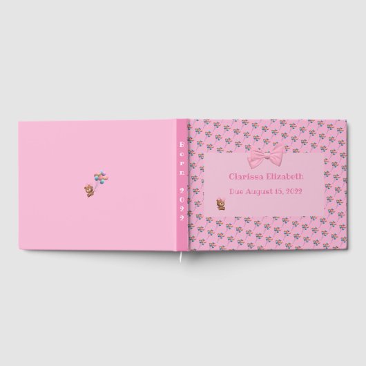 可愛パーソナライズされたいクマと風船のゲストブック ゲストブック (全面)