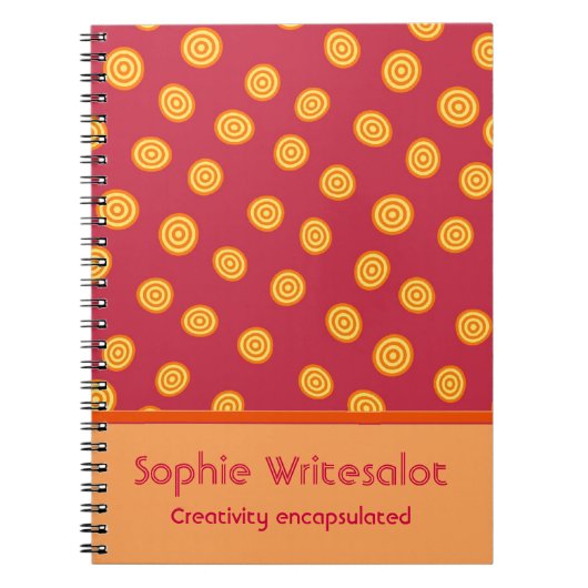 可愛パーソナライズされたいクランベリーオレンジサークル ノートブック (正面)