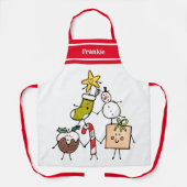 可愛パーソナライズされたいクリスマスキャラクター エプロン (正面)