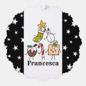 可愛パーソナライズされたいクリスマスキャラクター オーナメントカード (正面)