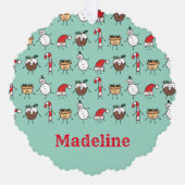可愛パーソナライズされたいクリスマスキャラクター オーナメントカード (正面)