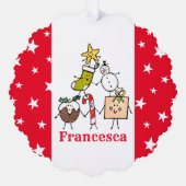 可愛パーソナライズされたいクリスマスキャラクター オーナメントカード (正面)