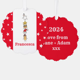 可愛パーソナライズされたいクリスマスキャラクター オーナメントカード