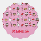 可愛パーソナライズされたいクリスマスキャラクター オーナメントカード (正面)