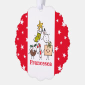 可愛パーソナライズされたいクリスマスキャラクター オーナメントカード (左)
