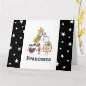可愛パーソナライズされたいクリスマスキャラクター カード (黄色い花)