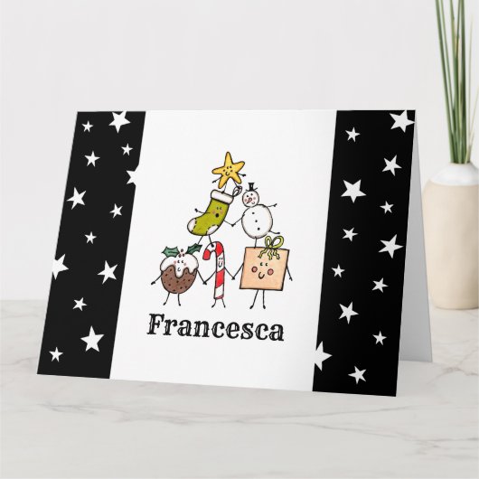 可愛パーソナライズされたいクリスマスキャラクター カード (正面)