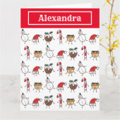 可愛パーソナライズされたいクリスマスキャラクター カード (黄色い花)